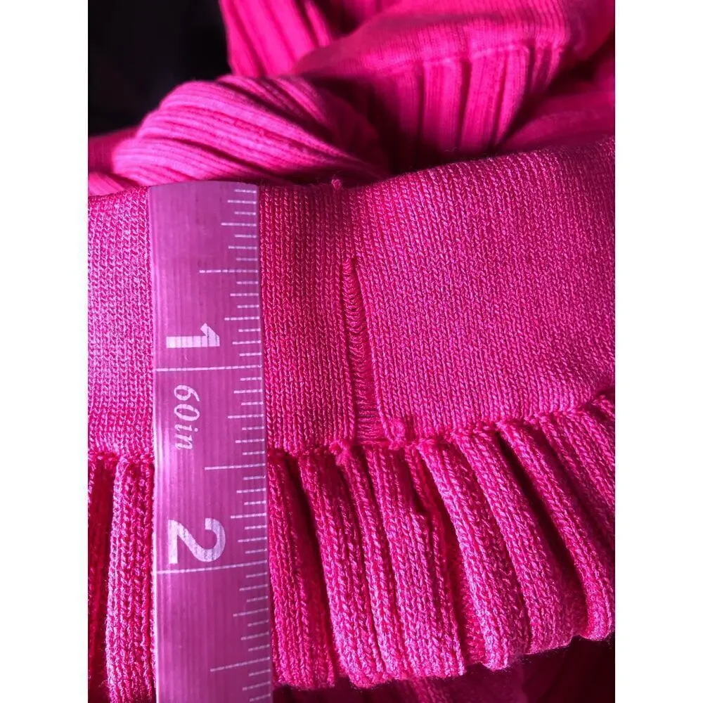 Adam Lippes Collective Pants Ribbed Knit High Waisted Pull On Bootcut Pink XL